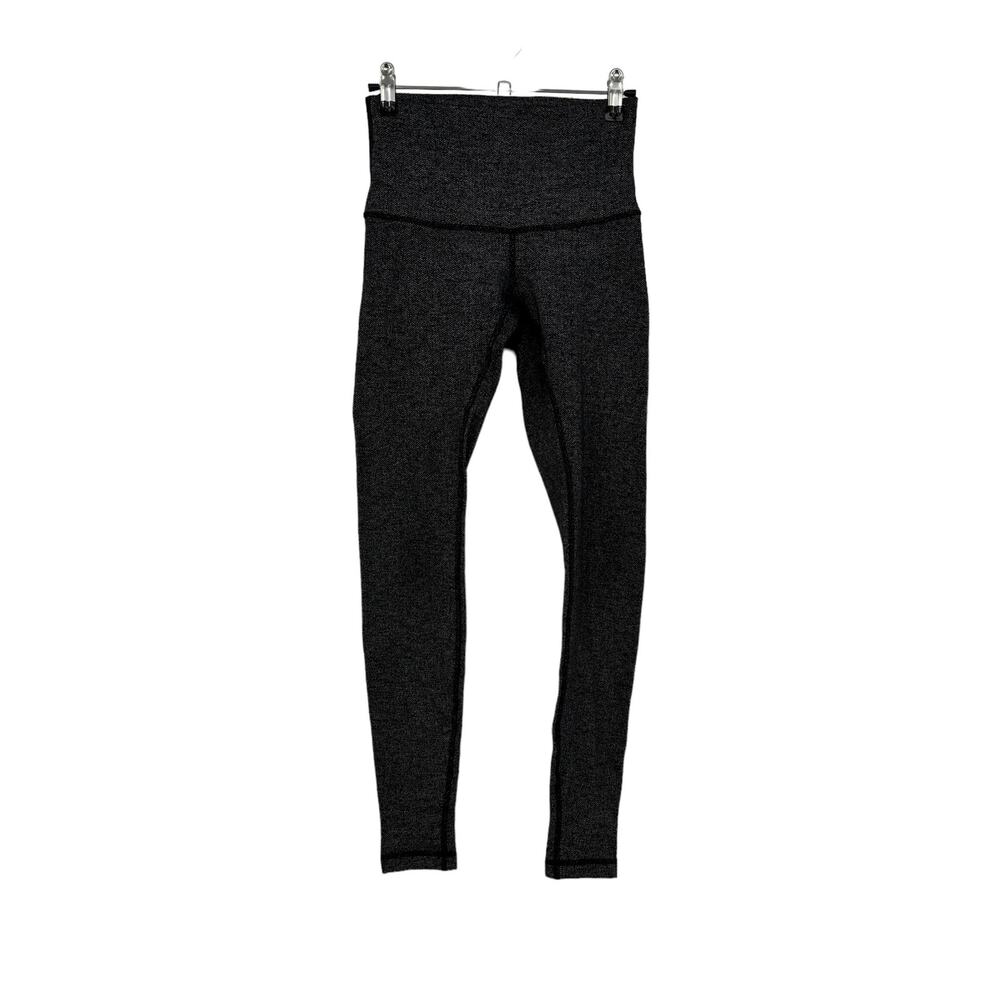 Lululemon Pants Womens 4 Wunder Under Leggings Heathered Herringbone Black Yoga